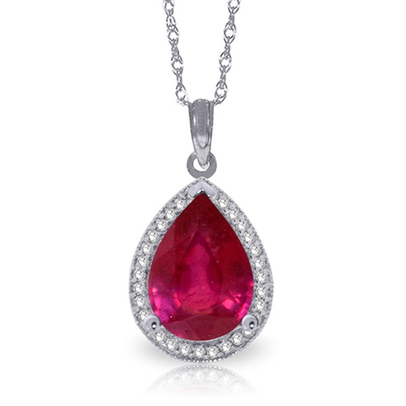 SOLID GOLD NECKLACE WITH NATURAL DIAMONDS & RUBY